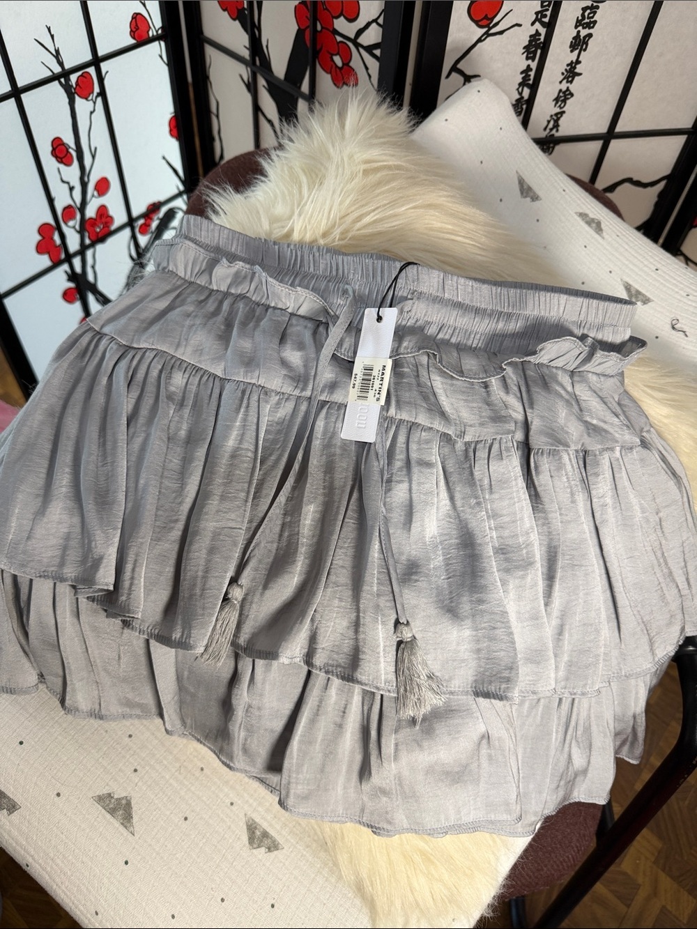 Women’s Tiered Ruffle Skirt in Light Gray by